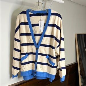NWT Amazon Merokeety‎ Striped Cardigan with Blue Accents- M